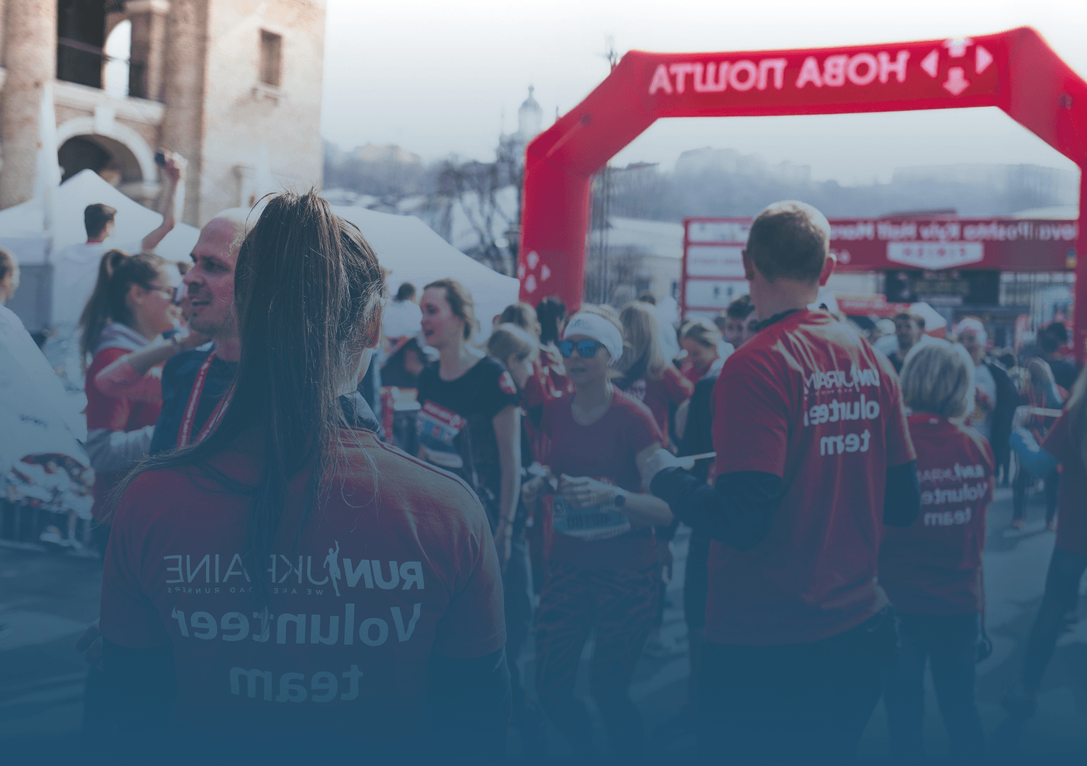 Volunteers taking part in a community run